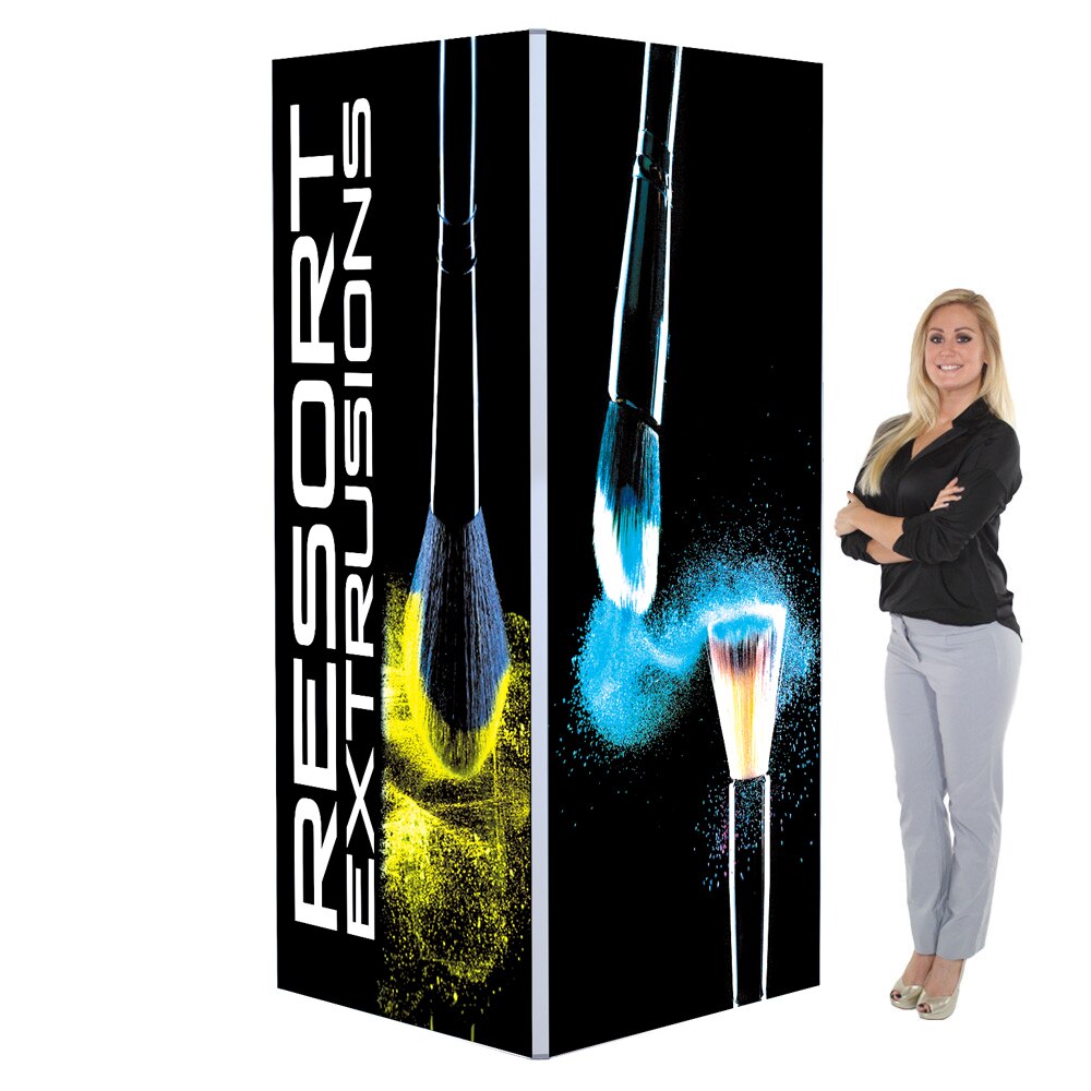 32D Big Sky Square Tower Silver Backlit Frame — 4x8 Graphic Package